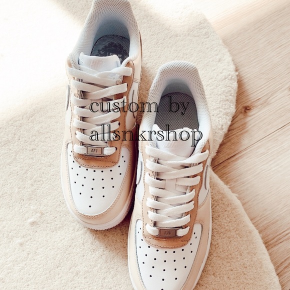 Nike womens air force 1 low custom biege cream - Picture 2 of 2